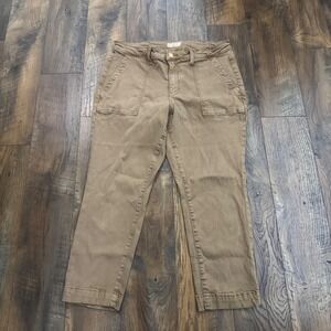 KUT from the Kloth Amy Crop Straight Leg Khaki Tan Utility Pants 14W